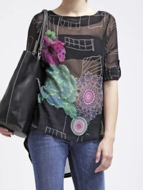 Desigual Sheyla Blouse In Black Size Large